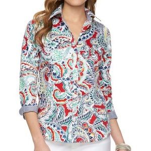 Chaps Multi-Color Paisley Print No Iron Shirt Size 2X